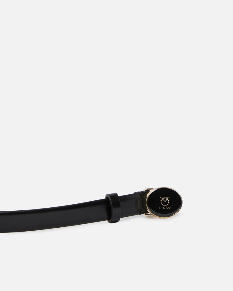 PINKO ROUND ENAMEL H2 BELT.LOW VITELLO SS26