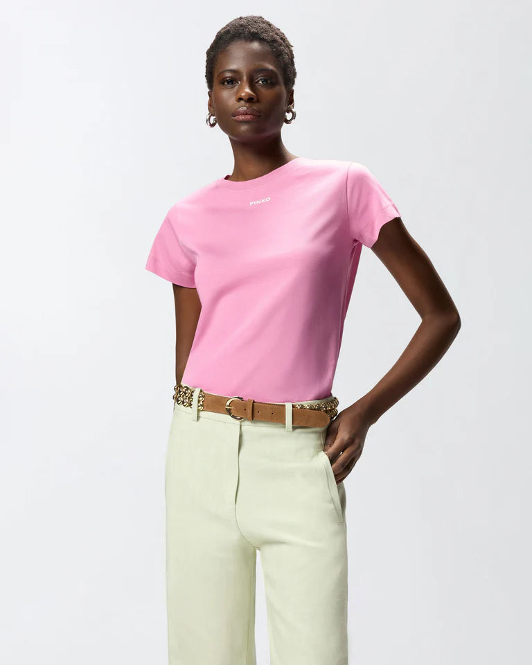 Pinko  BASICO T-SHIRT JERSEY LOGO STAMPA SS26