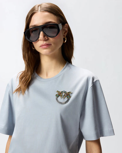 PINKO  STREPITOSO T-SHIRT JERSEY RICAMO SS26