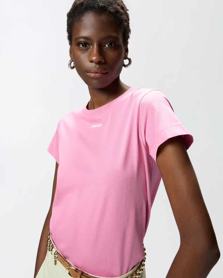 Pinko  BASICO T-SHIRT JERSEY LOGO STAMPA SS26