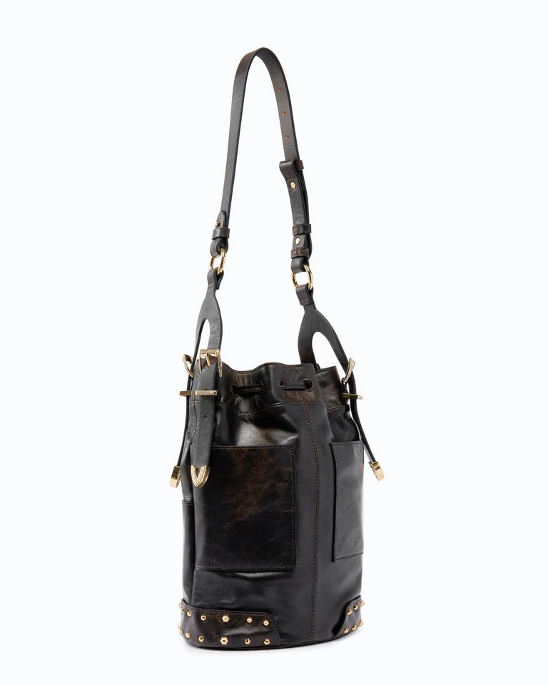PINKO SECCHIELLO BUCKET MINI PATCH CLOUD LEATHE