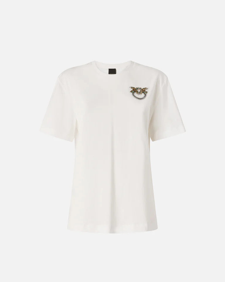 PINKO  STREPITOSO T-SHIRT JERSEY RICAMO SS26
