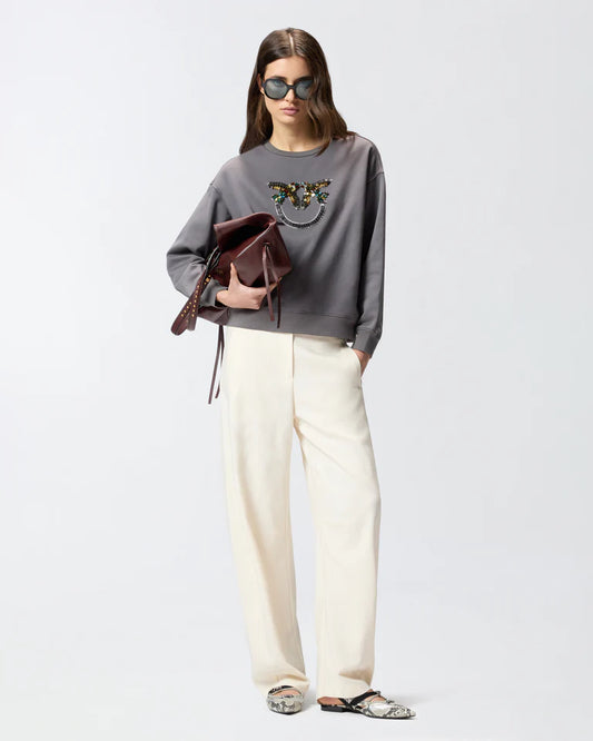 PINKO  NELLY MAGLIA FELPA RICAMO LOGO SS26