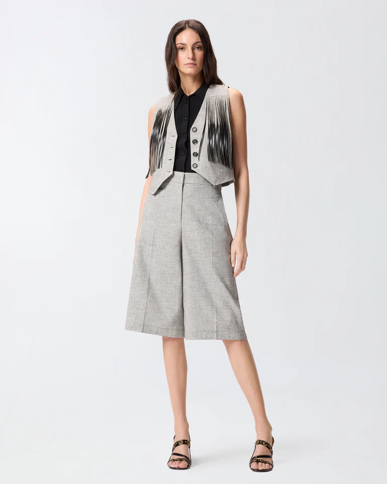 PINKO  ANGERA BERMUDA FIAMMATO LINO COTONE SS26