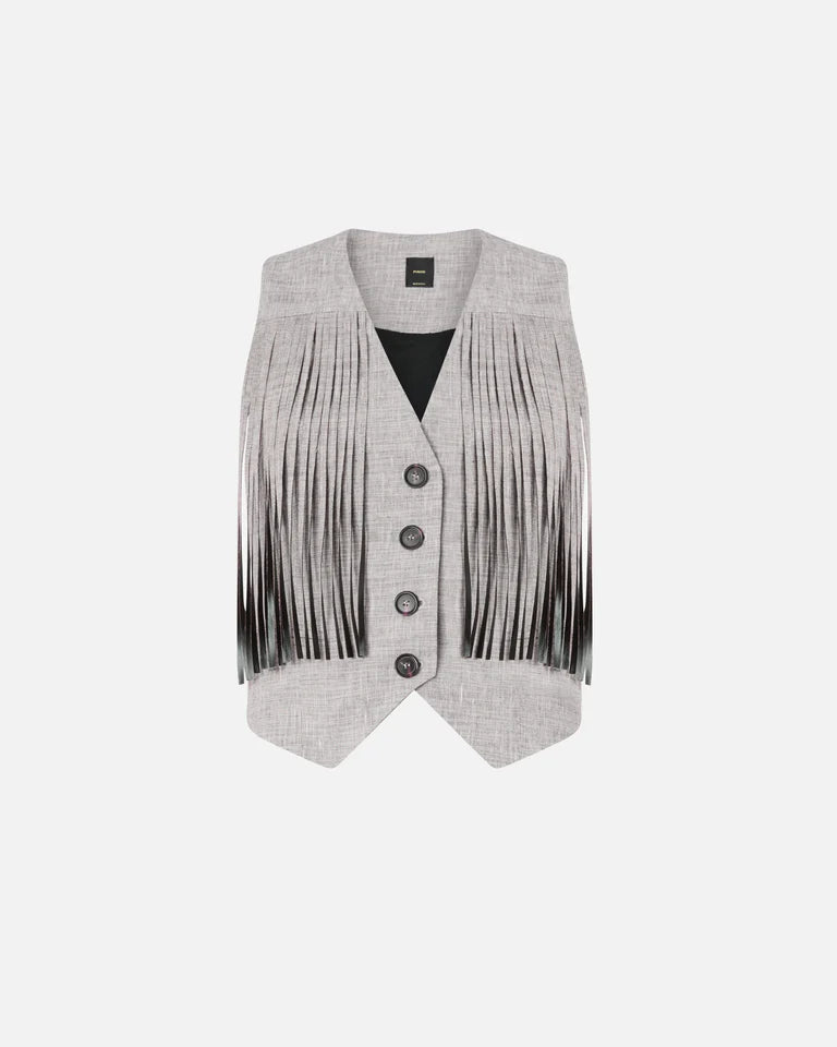 Pinko  BORETTO GILET FIAMMATO LINO COTONE SS26