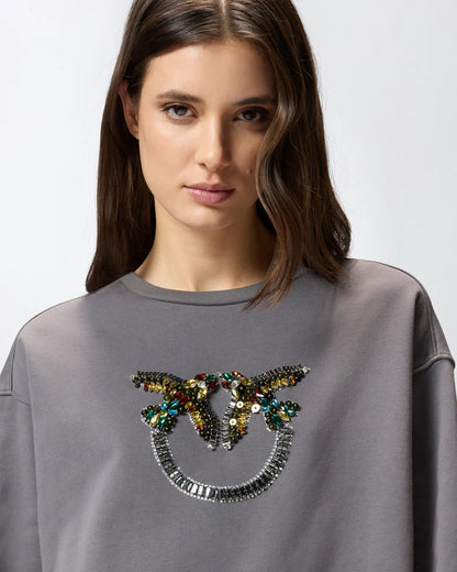 PINKO  NELLY MAGLIA FELPA RICAMO LOGO SS26