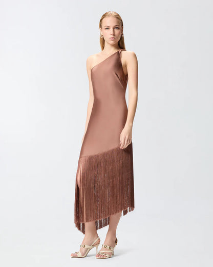 Pinko  KIWI ABITO SATIN CON FRANGE SS26