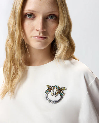 PINKO  STREPITOSO T-SHIRT JERSEY RICAMO SS26