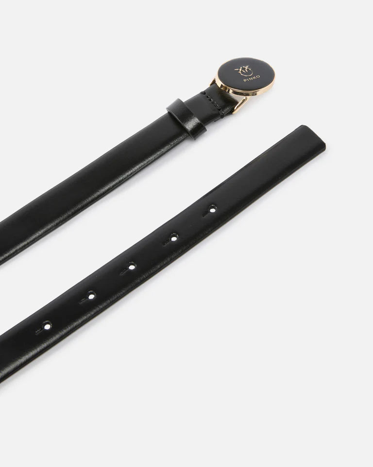 PINKO  ROUND ENAMEL H2 BELT.LOW VITELLO SS26